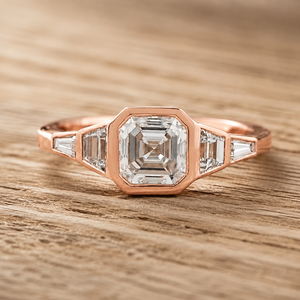 Anillo de Diamante Cultivado en Laboratorio con Corte Asscher, Color DEF, Claridad VS VVS, Oro Sólido de 10K, 14K, 18K, Certificado IGI, Cinco Piedras, Estilo Art Déco - Product Image 3