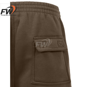 Shorts cargo pour hommes fabriqués en usine OEM, 12 poches, shorts de randonnée, coupe régulière, taille élastique, shorts cargo en coton pour hommes - Product Image 3
