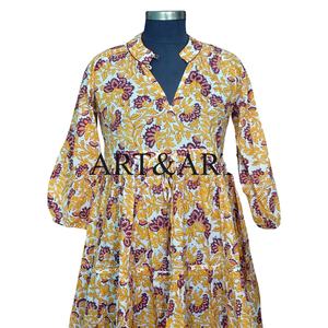 Vestido Midi Vintage Floral para Mujer con Cuello Camisero, Cintura Natural, Elegante Vestido Casual de Verano 100% Algodón - Product Image 1