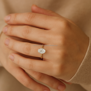 14K Solid Gold VVS Moissanite Oval Cut Solitaire Engagement <b>Ring</b> with IGI Certification for Wedding & Party Occasions Women <b>Men</b> - Product Image 5