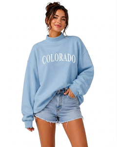 Sudadera Oversize de Cuello Alto para Mujer, Mezcla de Algodón Premium, Corte Holgado, Manga Larga, Top Casual para Uso Diario - Product Image 1