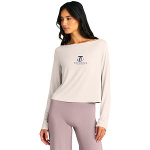 Camiseta de Manga Larga con Cuello Redondo para Mujer, Corte Holgado, Informal, a la Moda, Cómoda para Uso Diario, Ropa Femenina, Personalizable OEM ODM - Product Image 1