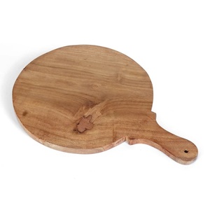 Tabla de cortar redonda de madera de acacia al por mayor, acabado liso con asa, perfecta para cortar, servir y exhibir en la cocina. - Product Image 3
