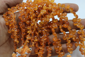 ลูกปัดโกเมน AAA spessartite ขนาด5*7มม. ลูกแพร์เหลี่ยมเพชรพลอยธรรมชาติสีโกเมนแฟนต้า - Product Image 4