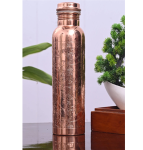 Bouteille en cuivre, caractéristiques ayurvédiques pour la santé, bouteille ronde personnalisée, brillante et polie, 100 % cuivre, à prix avantageux - Product Image 6