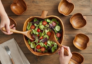 Ensemble de bols en bois de qualité supérieure en forme de pomme avec cuillères, design fruité, vaisselle mignonne, ensemble de service durable, passe au lave-vaisselle, utilisation quotidienne - Product Image 3