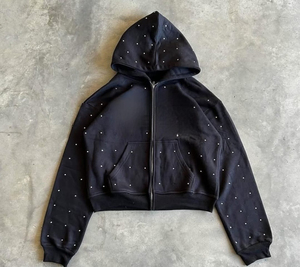 เสื้อฮู้ดดี้ผ้าฝ้าย 100% แบบยูนิเซ็กซ์ ปรับแต่งได้ คุณภาพสูง ล้างสีแบบแอซิด ปักลายสไตล์วินเทจลำลอง พร้อมโลโก้สั่งทำพิเศษสำหรับฤดูหนาว - Product Image 1