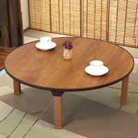 Table à manger ronde en bois 60x30cm, design stable à hauteur basse pour assise au sol, mobilier de style rustique moderne