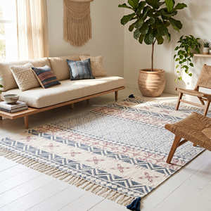 Tapis décoratif en coton à motifs floraux pour salon, décoration de maison de style farmhouse et traditionnel - Product Image 4