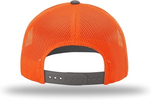 Unisex Trucker Cap 6-Panel Mesh Baseball <b>Hat</b> Adjustable Solid Color Casual Adult Fit Orange <b>Navy</b> Contrast Stitching - Product Image 3