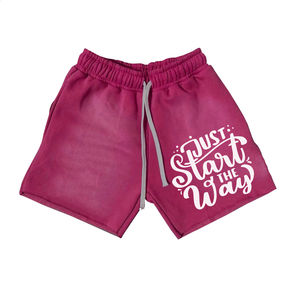 กางเกงขาสั้นลำลองผู้ชายแบบย้อมสีเอซิด ผลิตจากผ้าฝ้ายรักษ์โลก 260 280 300 GSM ขอบดิบ มีเชือกผูก ปรับแต่งได้ พร้อมสกรีนโลโก้ตามแบบ - Product Image 5