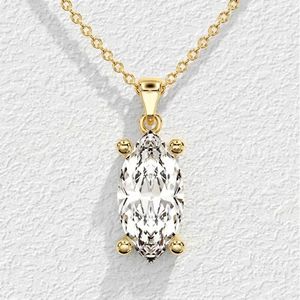 จี้เพชรทรงมาร์คีส์เคลือบทอง 14K เพชรเพาะเลี้ยงในห้องปฏิบัติการ สร้อยคอจี้เดี่ยวทันสมัย รับรองโดย IGI ของขวัญสำหรับงานแต่งงานและงานหมั้น - Product Image 1