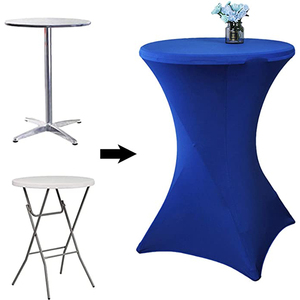 Wholesale Special Vintage Cocktail Round <b>Table</b> <b>Cover</b> in Black White Beige and Spandex-Durable for Wedding and Party Outdoor Use - Product Image 4