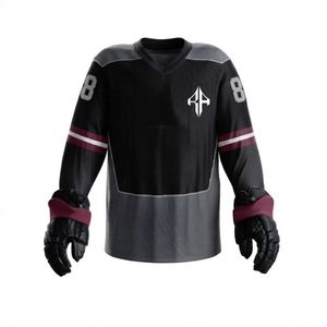 Nouvelle conception d'uniforme complet de hockey sur glace avec impression par transfert thermique, avec gants et chaussures, 100% polyester de qualité supérieure pour hommes - Product Image 6