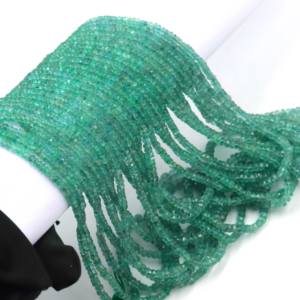 Cuentas de Esmeralda Zambiana Natural de Primera Calidad, Forma de Rondelle Facetada, para Joyería, Hilo de 16 Pulgadas para la Elaboración de Collares, 3-5 mm - Product Image 6