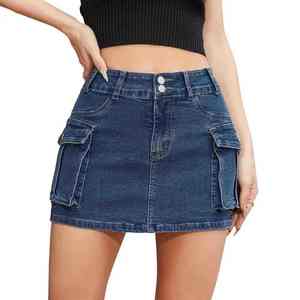 Falda Vintage de Cintura Alta para Mujer, 100% Poliéster, Color Sólido, Estilo Casual, Decoración con Cinturón, Logotipo Frontal, Protección UV - Product Image 6