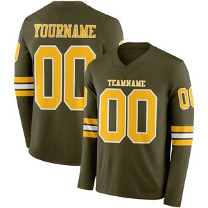 Jersey de Fútbol Americano OEM Transpirable de Manga Larga, Ropa Deportiva Personalizada para Equipos, Impresión de Nombre y Número Personalizados, Logotipo Frontal Personalizado - Product Image 1