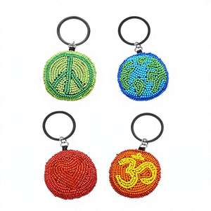 Perles de verre faites à la main gris-rouge, style vintage, souvenir de Noël, porte-clés en strass multicolores, artisanat Ziyan - Product Image 2