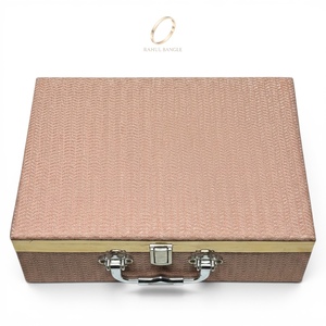Wholesale Bracelet Rectangle Plain PU Fashion Jewelry <b>Box</b> Luxury Bangle <b>Storage</b> Case with Handle for Women - Product Image 3