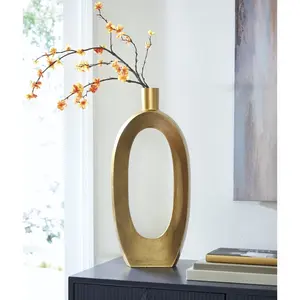 Jarrón floral contemporáneo de hierro esculpido, decoración floral de alta gama, pieza de arte floral de metal moderno. - Product Image 1