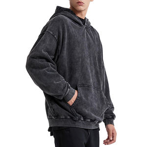Sweat à capuche pour homme tendance, délavé à l'acide, en tissu épais, mélange de coton doux, personnalisation du logo et de la marque, service OEM écologique - Product Image 3