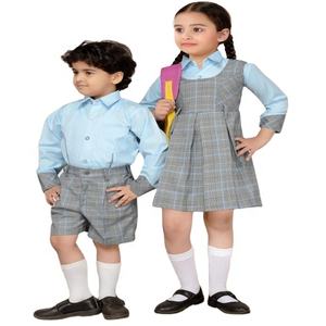 High Quality Custom Primary School Uniform Dress Set for <b>Unisex</b> Boys and Girls' Shirt <b>Skirt</b> Pinafore - Product Image 4