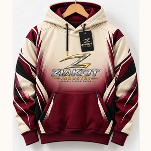 Wholesale Direct Ziakot Industry Custom Stitched <b>Burgundy</b> White-Black Sports Pullover Sweatshirt <b>Hoodie</b> - Product Image 2