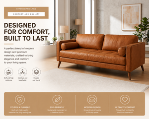 Vietnam Factory Modern Living Room <b>Sofa</b> Two Seater Leather Couch High Quality Durable Wooden Frame for Warehouse and Villa Use - Product Image 6