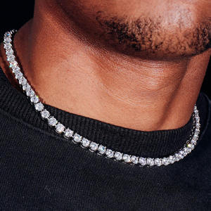 Collier pour femme en or massif, style hip-hop, avec chaîne tennis de diamants de laboratoire à taille brillant ronde graduée, certifié IGI - Product Image 3