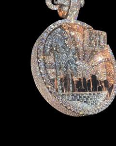 Colgante personalizado con escena de la naturaleza con incrustaciones de moissanita en plata de ley 925, estilo hip hop, para amantes de la naturaleza, a bajo precio. - Product Image 2