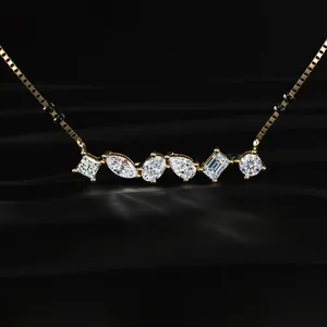 Pendentif Mangalsutra en diamant de forme mixte, cultivé en laboratoire CVD, couleur D-E, clarté VVS-VS, certifié IGI, plaqué or, pour fiançailles et mariage - Product Image 1