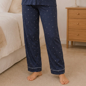 Pantalones de pijama de maternidad con estampado de estrellas para mujer, ropa de dormir de algodón de longitud completa, ropa de dormir de primavera de ajuste regular - Product Image 5
