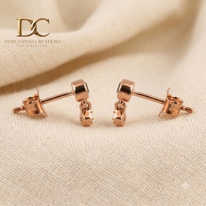 ต่างหูเพชรทรงหยดน้ำ 14KT ทองคำแท้สีโรสโกลด์ ได้รับการรับรองจาก IGI เพชรเพาะเลี้ยงในห้องปฏิบัติการ และมรกตโคลอมเบีย ทรงบริลเลียนท์คัท เครื่องประดับสำหรับผู้หญิง - Product Image 5