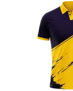 Camisa Polo Amarilla y Negra para Hombre, Manga Corta, Estampado Gráfico, Ropa Deportiva Informal, Transpirable, de Poliéster, para Golf, Tenis, Entrenamiento - Product Image 3