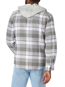 2023 OEM Vintage Unisex Slim Canvas Long Sleeve Quilted Lined <b>Flannel</b> Shirt <b>Jacket</b> with Hood Cartoon Streetwear - Product Image 5