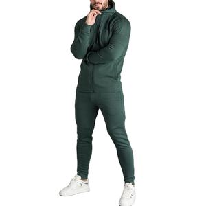 Conjunto Deportivo de Invierno para Hombre, 2 Piezas, Talla Grande, Pantalones Deportivos y Sudadera con Capucha y Cremallera, 100% Algodón Transpirable - Product Image 1