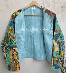 Veste artistique matelassée brodée tricotée à la main, en tissu de coton respirant, réversible, longueur standard, prix usine, collection 2026, vente chaude - Product Image 6