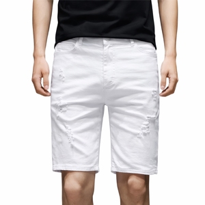 Mens Shorts Mens Denim Shorts Mens <b>Cargo</b> Shorts Denim Shorts Men Solid Bright <b>White</b> Distressed Ripped Jorts Slim Straight Fit - Product Image 1