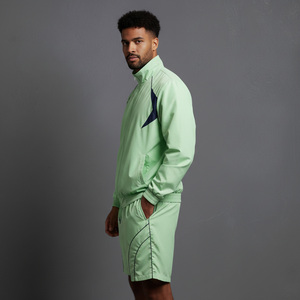 Conjunto Deportivo para Hombre Verde Claro, el Más Vendido del 2026, Chaqueta con Cierre y Cuello Alto, Pantalones Cortos, Secado Rápido, Poliéster, Ropa de Verano - Product Image 6