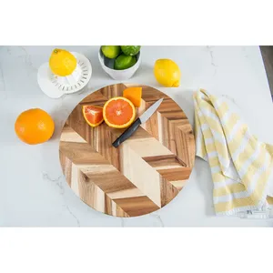 Planche à découper en bois d'acacia naturel faite à la main, design moderne écologique, taille personnalisée, économique, planche à découper pour légumes - Product Image 3