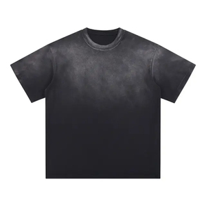 <b>Men's</b> <b>Tie</b>-Dye Cotton T-Shirt Short Sleeve O-Neck Regular Fit Casual Knitted Solid <b>Blue</b> Color - Product Image 2