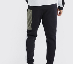 Pantalon de survêtement pour homme à blocs de couleur, taille élastique, poches latérales, décontracté, pour l'automne, respirant, mélange polyester-coton - Product Image 2