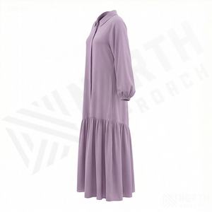 Elegante Abaya Islámica Sencilla para Mujer, Vestido Largo hasta el Suelo, Manga Larga, Cómodo, de Poliéster Ecológico, al por Mayor - Product Image 3