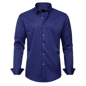 Chemise en satin décontractée, design personnalisé, couleur unie, haute qualité, col à un bouton, respirante, prix bas, infroissable - Product Image 2