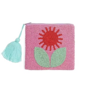 Embroidered <b>Seed</b> Beads Promotional Coin Purse with Fashion Pattern Design Washable Handmade Beaded Coin Pouch Custom Label - Product Image 1