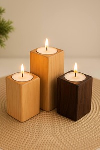 Wooden Candle Holder Eco friendly Decorative Wooden Candlestick Holder for Home Decoration and Wedding Gifts Wood <b>Light</b> Candle - Product Image 2