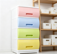 Commode à tiroirs en plastique moulé par injection à 4 niveaux pour bébé, organisateur de rangement pour vêtements et jouets, transparente, style coréen
