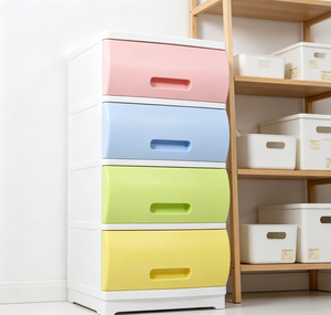 Commode de rangement en plastique à 4 niveaux, couleurs assorties, pour bébé, organisateur de chambre d'enfant, commode empilable pour vêtements et jouets d'enfants, fabriqué en Corée - Product Image 6