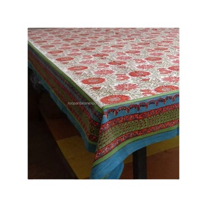 Mantel Estampado a Mano de Estilo Indio, Diseño 'Naya Suraj Laal', Último Modelo, Hecho en India, en Venta al Mejor Precio - Product Image 1