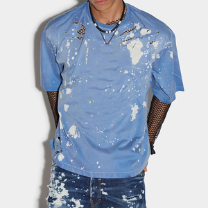 Camiseta de Hombre 100% Algodón, Lavado Ácido, Estilo Vintage Desgastado, Logotipo Impreso, Estilo Urbano, Transpirable, Secado Rápido - Product Image 3